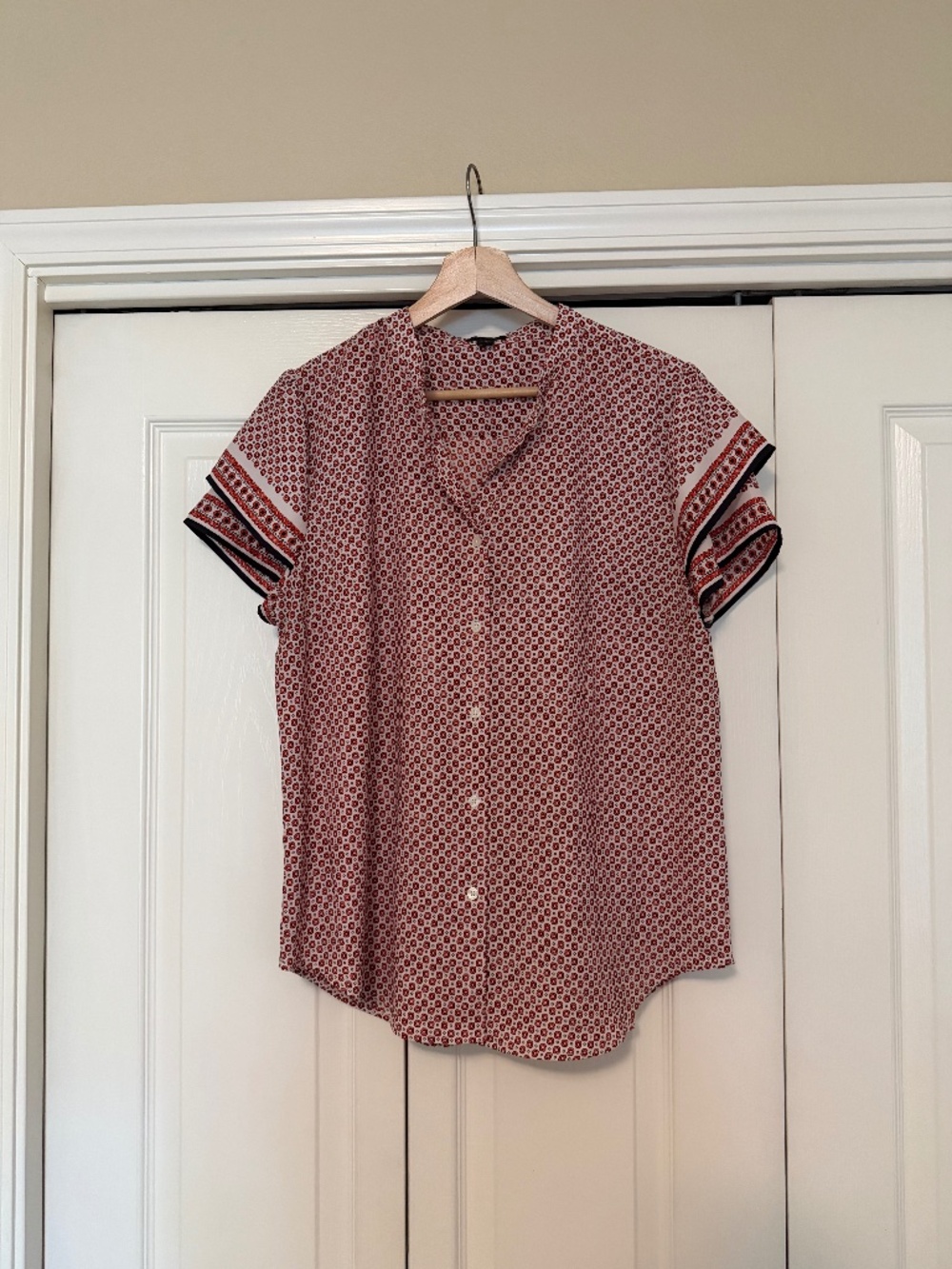 Ann Taylor Printed Button-Front Blouse